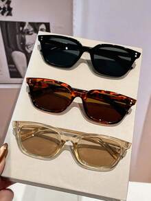 Set de 3 gafas de moda de mujer con marco rectangular estilo bohemio, excelentes para el verano, la playa, los viajes, las fiestas, los regalos y el uso diario - Multicolor - Ver 2