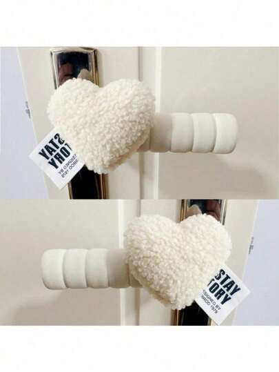 4/2/1pcs Heart-Shaped Cute Bedroom Anti-Collision Decor, Winter Anti-Static Door Handle Cover, Can Be Used As Decoration For Bedroom, Children's Room Or Other Rooms. They Can Effectively Cushion The Impact Of Closing The Door, Reduce Damage To The Door Frame And Handle, And Add Fun To The Door Handle.