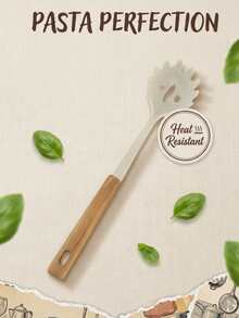 1 pieza Cuchara de espaguetis de silicona blanca. El Body de la cuchara es resistente al calor y la superficie suave no rayará los utensilios de cocina. Se usa para servir espaguetis y macarrones. El pequeño orificio en el mango de la cuchara puede drenar el caldo de la pasta. El mango está hecho de material de silicona con un agarre de madera cómodo que no se siente caliente al tacto. El mango tiene un orificio para colgar y facilitar el almacenamiento. Es una herramienta práctica para cocinar pasta en la cocina occidental e italiana. - Multicolor - Ver 8