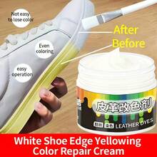 1.76 Oz White Shoe Dye Repair Kit, Includes Brush For Restoring Yellowed Shoe Sides; Color Restoring Cream To Cover Black Stains And Yellowing; Repairs Scuffed Synthetic Leather Toe Caps With Anti-Fading Properties. - White - View 3
