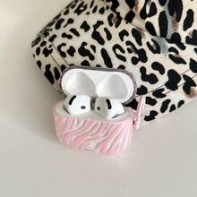 Minimalist Pink Zebra & Leopard Print Earphone Case With Hanging Ring, Cute Protective Cover For AirPods Pro 2, Suitable For AirPods Pro, 3/4, 1/2, Fashionable For Girls - Multicolor - View 3