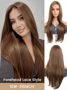 合成蕾丝前假发,高光棕色/金色/黑色假发,女士长直蕾丝假发,29英寸,合成耐热波浪假发,女士26英寸中分卷发,自然逼真,耐热纤维,适合日常、派对、圣诞节、万圣节等场合。 - 彩色 - 查看 30