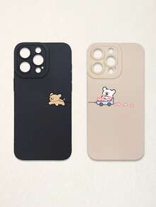 Bộ 2 ốp lưng điện thoại hình cặp cún dễ thương chủ đề Valentine, màu đen và be, chất liệu silicon mờ chống sốc, bảo vệ ống kính, hình trái tim, hình chó, phụ kiện dùng hàng ngày và làm quà tặng, ốp lưng đồng bộ, phụ kiện quà tặng, tương thích với iPhone - Nhiều màu - Xem 11