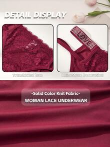 3pcs Women's Sexy Lace Patchwork LOVE Letter Mature Thong Panties - Multicolor - View 4