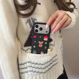 가을/겨울 데님 자수 도그스타 17 Pro Max 폰 케이스, iPhone 17 호환, 새로운 16 Pro Max 여성용 13 하드 쉘 15, 도그 체인 포함 14 폰 커버