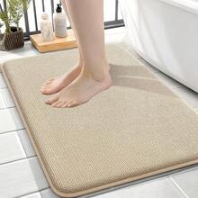 OLANLY Thick Memory Foam Bath Mat Rug 24x16, Extra Soft Absorbent Bathroom Rug, Quick Dry Bath Mats, Non-Slip, Machine Washable Carpet For Bathroom, Tub And Shower, Home Decor Accessories, Beige - 淺褐色的 - 查看 1