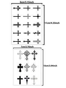 2片装小十字架防水临时纹身贴纸，持久防水，可维持一至两周。采用半永久纹身颜料，逼真不反光，男女皆宜。精美包装，独特设计 - 聖誕節 - 查看 8