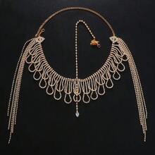 Women's Luxury Tassel Crystal Headchain, Multi-Layer Crystal Forehead Chain Headband, Retro Fashion Hair Accessory - Gold - View 11