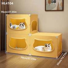 2-Tier Enclosed Cat Cage With Tunnel, Versatile Cat Bed For All Seasons, Provides Sense Of Security For Cats - Multicolor - View 15