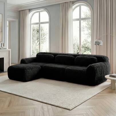 Modular Corner Sofa, Soft Fabric Upholstery, Frameless, Deep And Unframed, Delivered Assembled With Cushions. High-Resilience Soft Foam, Non-Slip Base, Ideal For The Living Room, Bedroom, Office, Etc.