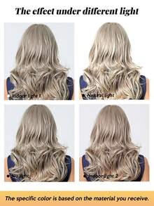 20英寸香槟色时尚卷刘海假发，女士款 - 高蓬松度合成纤维，玫瑰网帽，百搭款式，适合日常佩戴、母亲节、生日派对和特殊场合，派对发饰 | 柔顺直发 | 自然逼真假发 - 香檳色 - 查看 8