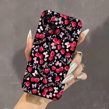 La funda para teléfono con espejo Cherry Blossom Delight presenta un divertido estampado de vibrantes cerezas rojas y encantadores lazos. Compatible con  17,  16 Pro Max,  15 Pro Max,  13 y  12. Fabricada en TPU resistente para una protección fiable contra golpes y caídas. Perfecta para regalar a amigos, familiares o a esa persona especial en cualquier ocasión, como cumpleaños, fiestas y detalles románticos. - Negro - Ver 2