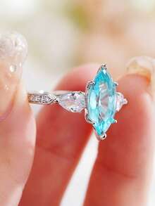 1枚优雅紫色立方氧化锆戒指，适合女性佩戴，是婚礼、订婚、周年纪念、派对、情人节及其他场合的理想之选。 - 銀色 - 查看 7