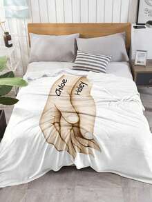 1 pieza Manta personalizada, se pueden imprimir de 2 a 5 huellas manuales y nombre personalizado, suave y cómoda, decorada con un patrón floral personalizado, texto personalizable, ideal para aniversarios. Esta manta personalizada única es adecuada para la oficina, el dormitorio, el sofá y los viajes, un regalo pensativo para mamá, abuela, esposa, novia, un regalo personalizado perfecto para el Día de la Madre, el Día del Padre, San Valentín, aniversario, cumpleaños, Navidad, Acción de Gracias, boda, graduación y inauguración de la casa. - Estilo 5 - Ver 11