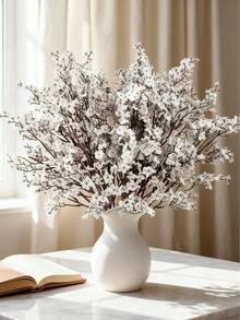 1/4 piezas Flor de cielo estrellado simulada, ramo de flores de cielo estrellado falso, adecuado para decoración de habitación de primavera y otoño, jardín al aire libre, chimenea interior, decoración del porche, boda, fiesta, decoración de flores DIY, decoración de Año Nuevo, regalos - Blanco - Ver 1