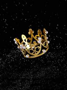 1 pièce Couronne dorée pour gâteau, 3 options de couleur, coiffe vintage pour décoration de gâteau, couronne complète à 3 couleurs, décoration de gâteau avec couronne, cadeau d'anniversaire, convient pour photos de gâteau de reine/princesse, fournitures de fête, utilisable pour mariage, anniversaire, cadeau, événements de mode, usage polyvalent - Doré - Voir 6