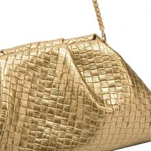 Dancing Engine 女士斜挎包 奢华设计师手拿包 金色编织包 单肩包 女士宴会包 - 金色 - 查看 6