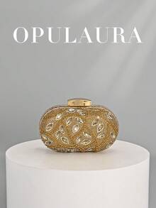 1件 OpulAura 魅力迷你水晶优雅晚宴包，奢华水晶链条时尚手拿包，适合宴会、派对、婚礼、盛会、情人节等场合，是送给女性的理想礼物。 - 金色 - 查看 2