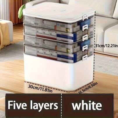 Large Capacity Medicine Storage Box For Home And Travel, Featuring A Portable Pill Organizer, Sturdy Adjustable Dividers, Moisture-Resistant Lid, Safety Handle, And Convenient Design For Organizing Pills, Vitamins, And Supplements (White).