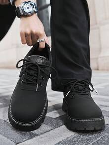 男士巴黎圆头休闲鞋，厚底增高鞋黑色哑光德比乐福鞋 Old Money Chic 秋季 - 復古款 - 查看 9