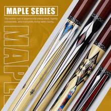 148cm Solid Maple Pool Cue Stick With 13mm Tip, Suitable For Carom/9-Ball, With Middle Wheel Protection And Quick Joint, Exquisite Pattern Design, Essential For Pool Enthusiasts, 1/2 Structure, 19-20oz, 13mm Tip - 323 Rosewood Rhombus - View 4