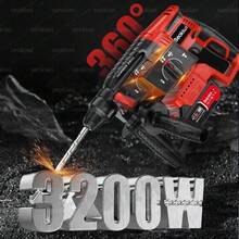 Un juego de herramientas de cinco piezas que incluye una amoladora, un martillo hidráulico, un taladro, una llave y un soplador,almacen local - Rojo - Ver 5