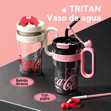 TendenciaVaso 800ml 27oz, Vaso Popote, Vaso Reutilizable Plastico, Vasos plastico con Tapa y Asa Portátil, Transparente, Antideslizante,  Vaso Súper Amor,RojoCalidad premium - Rojo - Ver 4