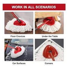 Mop Replacement Heads Compatible With O-Cedar EasyWring Spin Mops 6 Pack-Washable Microfiber Spin Head Refills-Easy Cleaning Mop Head Replacement - 白色 - 查看 7
