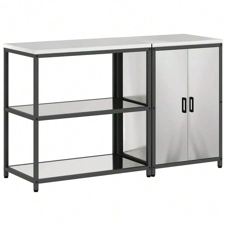 vidaXL Ensemble de rangement cuisine 2 pcs Argenté Acier inoxydable - Argent - Voir 1