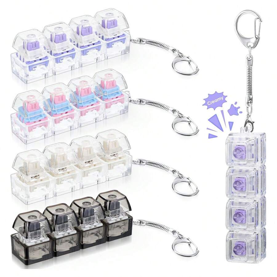 Reusable Sensory Stress Relief Toy With Realistic Keyboard Switch Clicking Sound Fidget Toy Keychain - Suitable For Commuting, Office, Study, Travel And Home Relaxation - Ideal Gift For Christmas, Valentine's Day, Birthday, Easter And Graduation - Available In Multiple Colors, Helps Relieve Anxiety And Improve Focus
