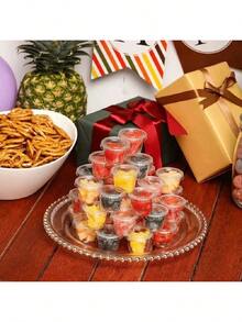 50/100个装 2盎司一次性调味杯带盖 - 非常适合备餐、控制份量和盛放沙拉酱 - 耐用塑料材质，防漏设计，一次性备餐杯套装 - 彩色 - 查看 10