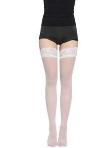Sexy Fishnet Stockings Women Hollow Out Tight High Over Knee Lace Women's Long Stockings - 白色 - 查看 1