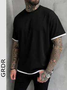 Áo thun nam tay ngắn cổ tròn mùa hè GRDR, màu đen, thiết kế tối giản, phong cách thể thao năng động, đa năng. - màu đen - Xem 1