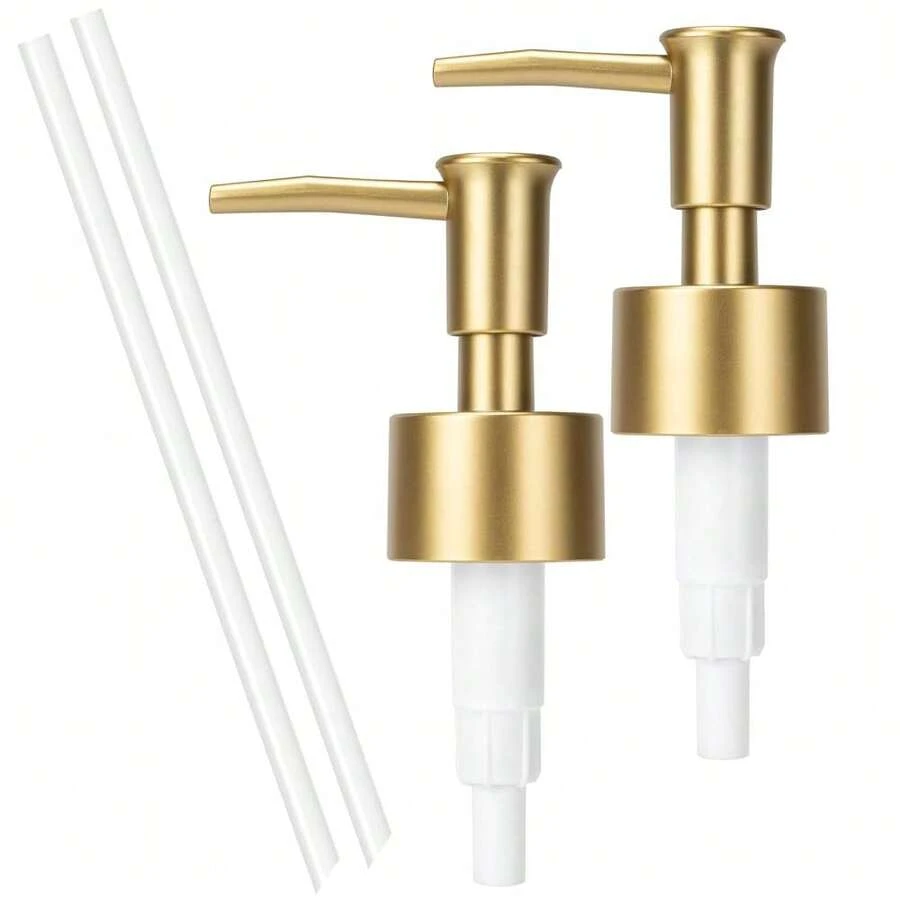 Plastic Soap Dispenser Pump Replacement For Standard 28/400 Thread Size For Your Lotion Or Dish Soap Refill Dispenser Kitchen Bathroom 2 Pack(Gold) - 金子 - 查看 1
