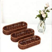 1pc/3pcs Set Woven Cutlery Basket, Chopstick Holder, Fruit Drainer Rack, Kitchen Utensil Storage Organizer