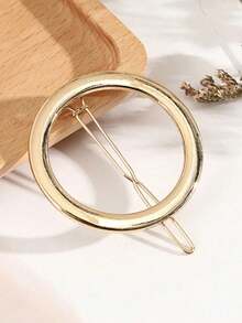 1pc Elegant Round Zinc Alloy Hair Clip.Selection Of High-Quality Zinc Alloy Material, Fine Polishing And Grinding, Texture Delicate And Shiny, Wear-Resistant And Corrosion-Resistant, Long-Term Use Is Still As New. Rounded Ring Design, Smooth And Soft Lines, Not Pulling Hair, Not Pressure Scalp, Both Elegant Style And Comfortable To Wear. A Variety Of Fresh Colors To Choose From, Easy To Adapt To Daily Commuting, Dating And Other Scenarios, Easy To Fix The Hairstyle, Add Exquisite Details To The Modeling, Is To Enhance The Sense Of Atmosphere Of The Practical Accessories. - 金色 - 查看 2