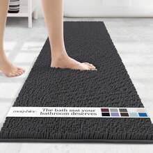 MAYSHINE Plush Shaggy Chenille Bath Mat | Extra Soft, Super Absorbent, Non-Slip Bathroom Rug | Fluffy Microfiber, Area Rug Sets For Bathroom Floor, Kitchen, Living Room | 71"X31" | Charcoal Gray - ColorE - 查看 1