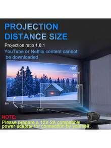 MOMAN 4K便携式WiFi 6蓝牙V5.0投影仪家庭影院，原生1280*720P智能投影仪，自动梯形校正，兼容iOS和安卓电视棒