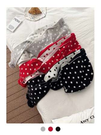 Reversible Polka Dot Balaclava, Lucky Money Red, Knitted Scarf Neck Warmer Gaiter For Women, Autumn/Winter, Warm, Windproof, Ear Protection