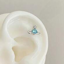 1pc Fashionable Minimalist Zirconia Small Planet Ear Cuff Screw Back Flat Earring, Suitable For Gift And Daily Wear