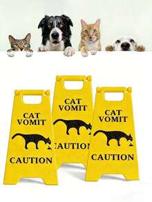 Señal de advertencia de vómito de gato/perro de 4 pulgadas, decoración de alerta de vómito divertida, adorno de escritorio creativo impreso en 3D para el hogar, la oficina y el aula - Multicolor - Ver 2
