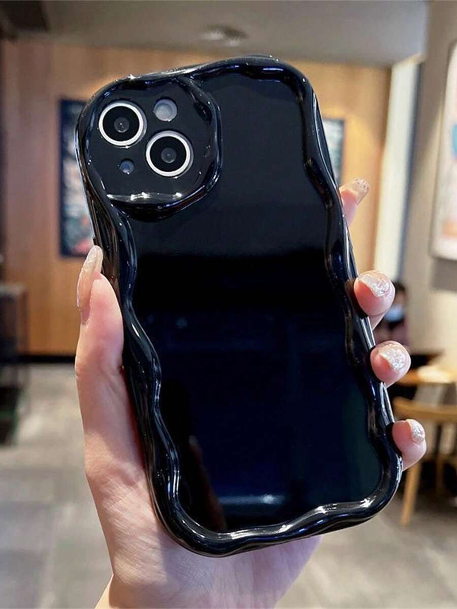 1pc Cute Cartoon Ice Cream Shaped Phone Case, Compatible With Apple 17 Pro Max/16 Pro Max/15 Pro Max/13/15/16/17 Pro/14/11, 3D Stereo Black Phone Protective Cover - Black - View 1