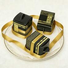 10个装黑色金箔朝觐糖果盒，斋月朝圣礼盒，开斋节纸质糖果盒，适合作为斋月节礼物，斋月朝圣礼盒 - 多色 - 查看 2