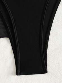 2pcs/Set Elegant Sexy Casual Backless Halter Neck Beach Vacation Outfit, Summer - Multicolor - View 4