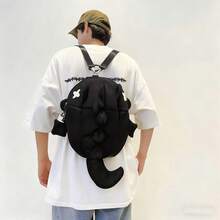 1pc Black/White/Gray/Neon Green Nylon Mesh Material 3D Shark Design Cute Cartoon Casual Backpack, Large Capacity Couple Backpack, Unique Personalized Casual Travel Rucksack, School Bag - Multicolor - View 6