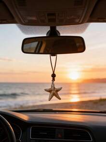 Ciondolo per auto a forma di stella marina - Decorazione per lo specchietto retrovisore in stile isola tropicale - Decorazione a tema oceanico bohémien, adatta per sedan, camion e SUV - Regalo romantico per San Valentino - A - Visualizzare 6