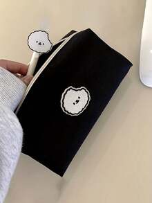 Minimalist Canvas Pencil Case, Available In Black, Khaki, Beige, Smooth Zipper, Stationery Pen Storage Bag, Happy Eid Al-Fitr - Multicolor - View 9