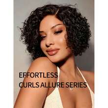 bling hair 6 Inch Pixie Cut Wig Human Hair Short 13x4x1 Curly Lace Front Human Hair Wigs For Women 150% Density C Part Human Hair Wig Chic Elegant Short Curly Wigs Layered Breathable Natural Color Pixie Wig - Natural Black - 查看 2