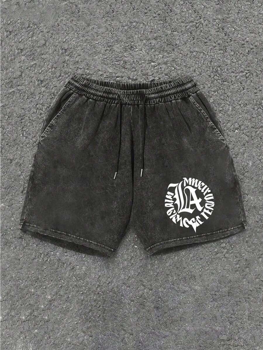 Men's Casual Fashion Shorts, Latest 2026 Model Los Angeles Night Team Stubbies Men Men's Beach Swim Trunks Men's Lounge Shorts Washing Process, Fashionable And Personalized Prints, Suitable For Parties, Daily Wear, And Casual Occasions The Favorite Of Fashionistas - 黑色 - 查看 1