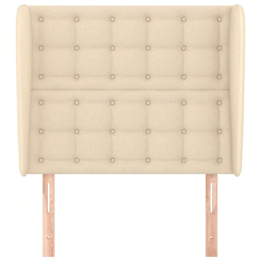 vidaXL Tête de lit con crema oreilles 93x23x118/128 cm velina - Beige - Visualizzare 1